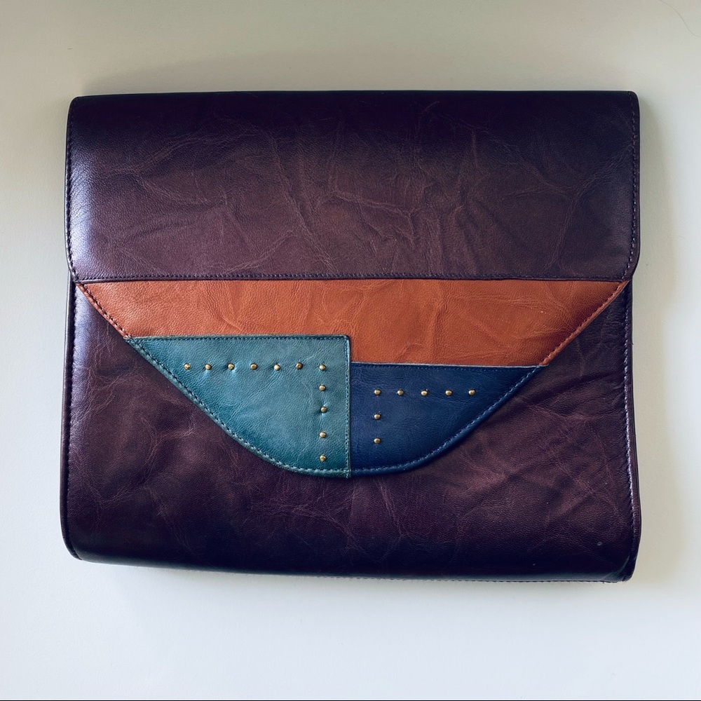 Vintage color blocked leather purse